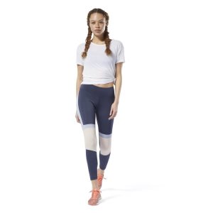 Legginsy Damskie Reebok Meet You There Panelled Granatowe PL 64CXFOJ